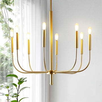 Amoros 27.25" Modern Mid-Century Iron LED Chandelier - JONATHAN Y